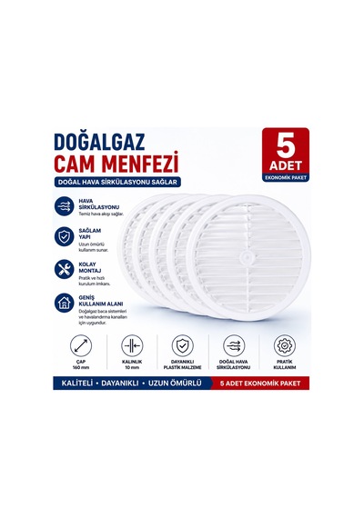 Doğalgaz Cam Menfezi Havalandırma Menfezi 5 Adet