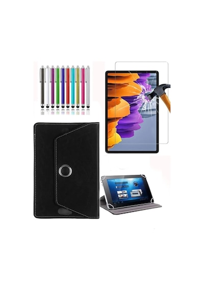 Xiaomi Redmi Pad Se 8.7 İnç Uyumlu Universal Dönerli Standlı Kılıf + Ekran Koruyucu + Kalem Kapaklı Kılıf