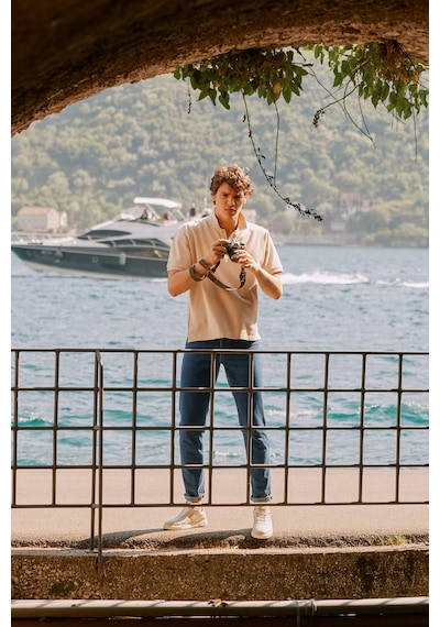 AC&Co / Altınyıldız Classics Altinyildiz Classics Erkek Safari Slim Fit Dar Kesim Polo Yaka %100 Pamuk Tişört 4A4820200001SAFXXL Krem