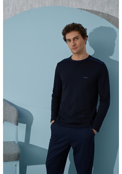Sevim Erkek Uzun Kol Lacivert Pijama Takımı C9t4n1o8 001