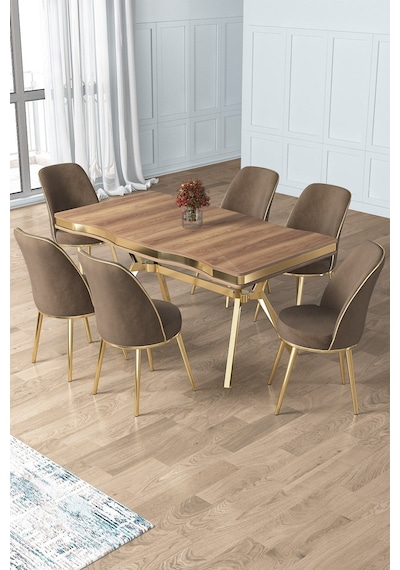 Canisa Prah Serisi 90x160 Lak Panel Hazar Gold Ayak Masa Takımı 6 Cappucino Sandalye Hazar Masa Cappucino Sandalye Ayaklar Gold Canisa Prah Serisi 90x160 Lak Panel Hazar Gold Ayak Masa Takımı 6 Cappucino Sandalye Hazar Masa Cappucino Sandalye Ayaklar Gold