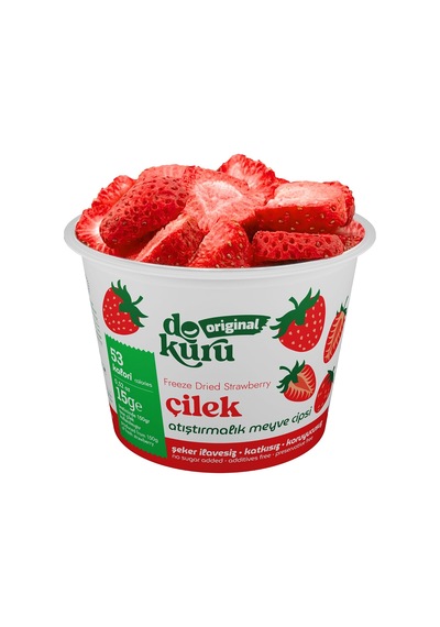 Original Çilek Atıştırmalık Meyve Cipsi - Dondurularak Kurutulmuş Çilek - 15 Gr 0.75 LT - 2.5 LT - 12 KG