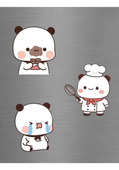 Çikolata Yiyen Ağlayan Şef Aşçı Dudu Bubu Panda Seti Sevgili Hediye Buzdolabı Magneti