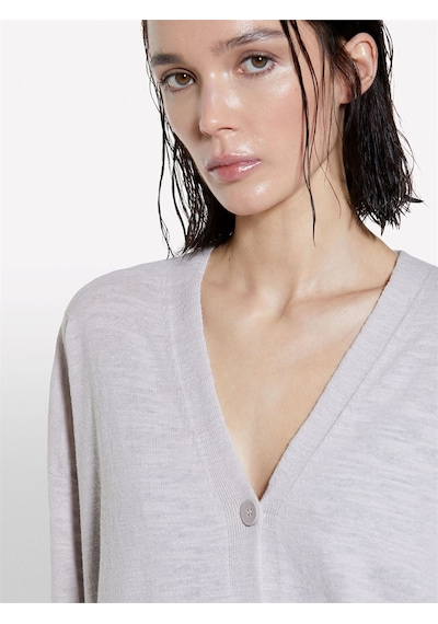 Sisley Keten Karışımlı Triko Hırka Kadın Gri Hırka - 325p105gm602m