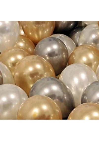 70 Adet Metalik Sedefli Gold-gümüş Gri-beyaz Balon