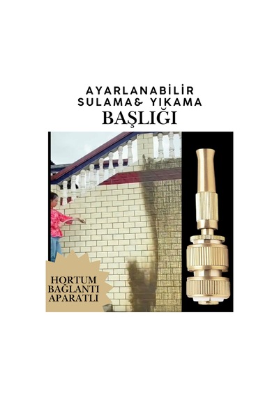 Metal Ayarlanabilir Sulama Başlığı Araba Yıkama Sök Tak Bahçe Sulama Hortum Bağlantı Adaptörlü Set