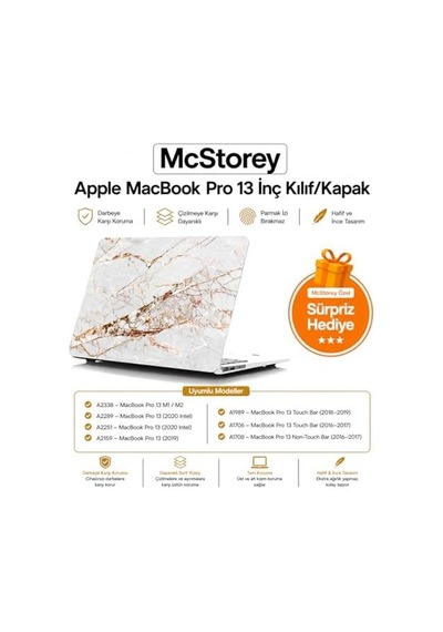 Macbook Pro 13 Mermer Desenli Kılıf A1706 A1708 A1989 A2159 A2251 A2289 A2338 M1 M2 Uyumlu Baskılı Sert Kılıf İnce Hafif Koruyucu Kapak R-09