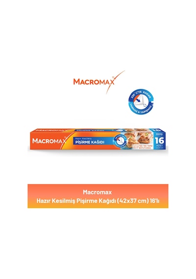 Macromax Hazır Kesilmiş Yağlı Pişirme Kağıdı 16'lı