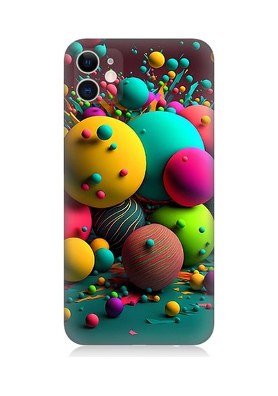 Apple Uyumlu iPhone 11 Silikon Kılıf Renkli Küre Daireler