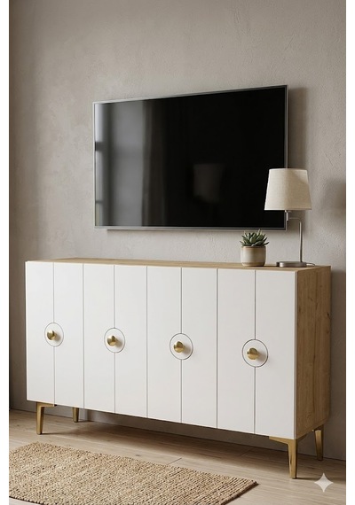 Ka1235dbg Enlem Konsol Ve Tv Sehpası Safirmeşe-beyaz-gold 120cm
