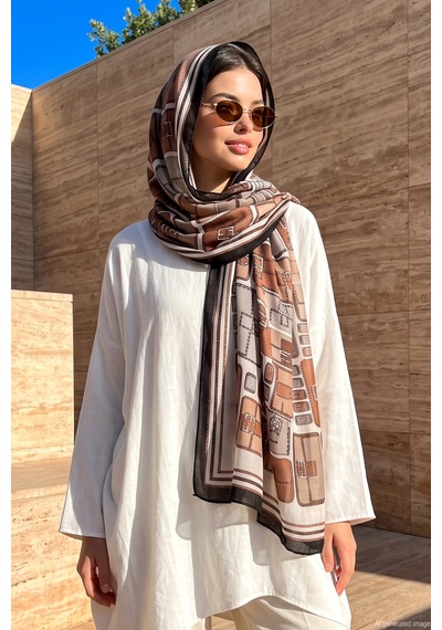 Remsa Kadın Vintage Desen 80x180cm İthal Şal 3003 Siyah