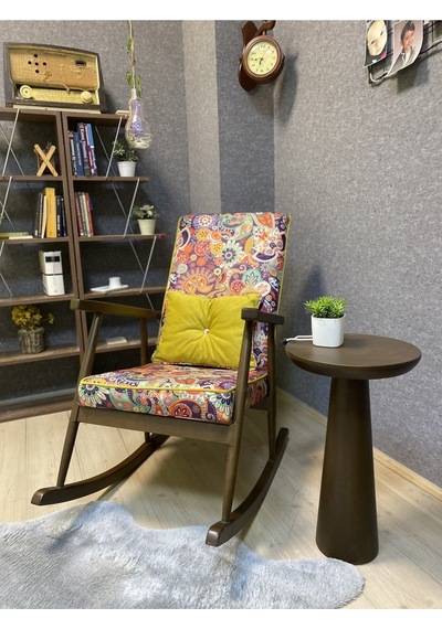 Asedia Trend Ceviz Retro Sallanan Sandalye Koltuk