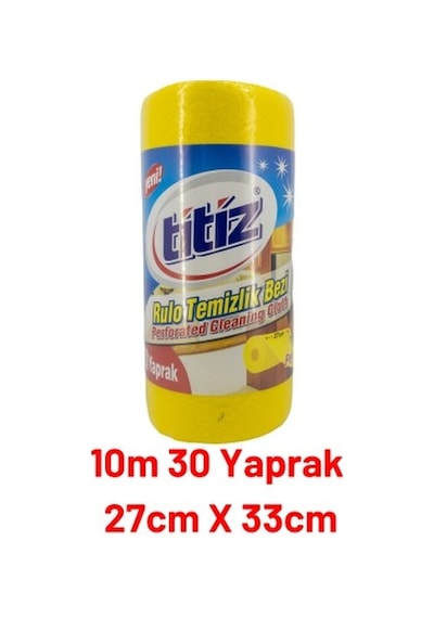 Titiz Perforeli Temizlik Bezi Rulo Sarı 10 M