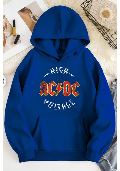 Blackjack Giyim Acdc Oversize Kapüşonlu Sweatshirt Saks