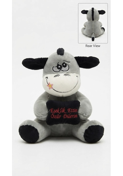 Sevimli Peluş Eşek 30 Cm - "eşeklik Ettim Özür Dilerim" Yazılı Hediyelik Peluş Oyuncak Kahverengi