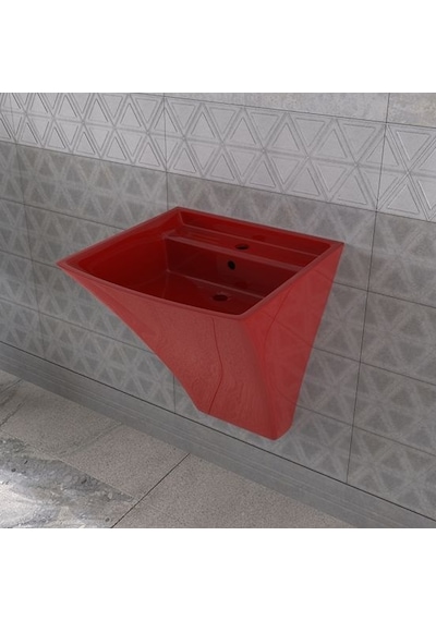 Lucco Loop 50 CM Asma Monoblok Lavabo Kırmızı