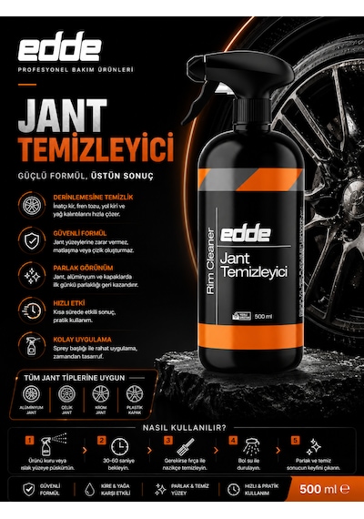 Edde Araba Araç Oto Jant Temizleyici Sprey 500ml Oto Detailing