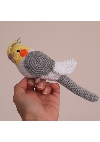 Amigurumi Oyuncak Kuş Gri Beyaz Sultan Papağan
