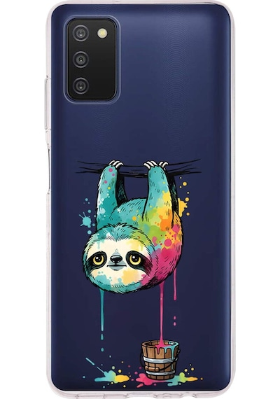 Samsung Galaxy A03s İle Uyumlu Splash Tembel Hayvan Tasarımlı Şeffaf Silikon Kılıf Şeffaf