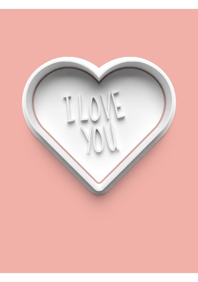 I Love You Yazılı Kalp Kurabiye Kalıbı Ve Şeker Hamuru Kalıbı