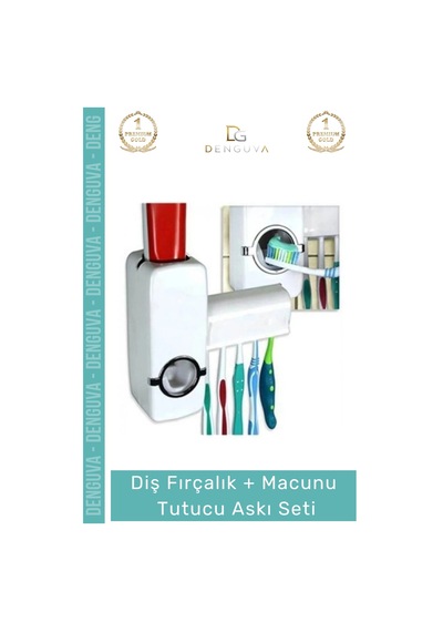 Fırçalıkseti Otomatik Diş Macunu Sıkacağı Hijyenik Banyo Vantuzlu 5 Adet Fırçalık Askı Seti Çok Renkli