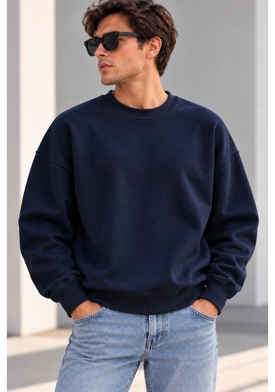 Gıovera Panther Time Premium Oversize Erkek Sweatshirt Lacivert