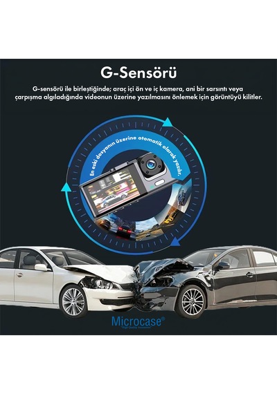 Microcase Wifi Destekli Black Box 1080p Araç İçi Kamera Super Hd 1080p Trafik Recorder - Al5759