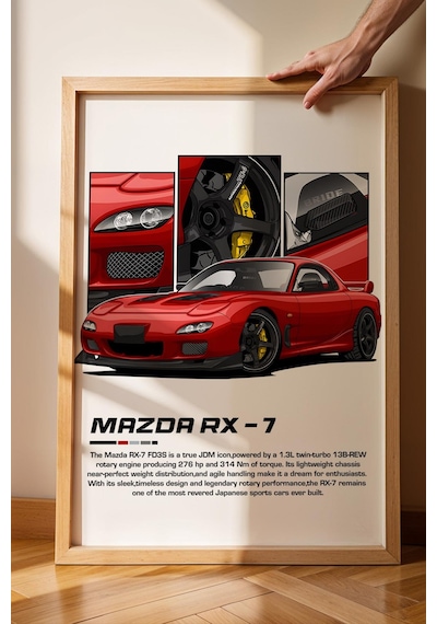 Mazda Rx-7 Çerçeveli Tablo - Mazda Car Poster
