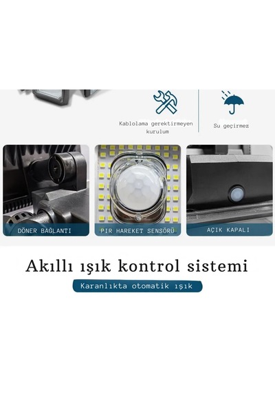 Techtic 300led Solar Güneş Enerjili Bahçe Duvar Lambası Kumandalı