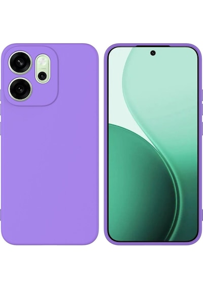 Oppo Reno 14F Uyumlu Silikon Kılıf - Kamera Korumalı Esnek Pastel Renk Kapak - Lila
