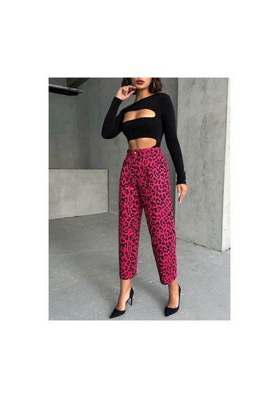 Verymoda Leopar Desenli Pantolon F1788 Fujya Siyah