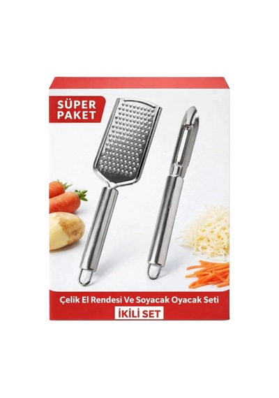 Ayrex Paslanmaz Çelik El Rendesi Ve Soyacak Oyacak Seti, 2 Parça, Beyaz, Ergonomik Tasarım, Gıda Güvenli Genel