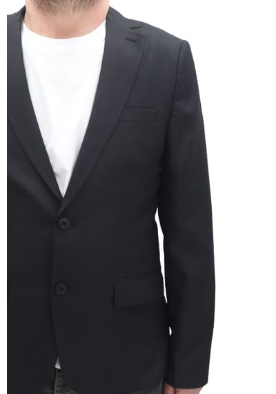 Twenhil Dmctekstil Erkek Ckt-200 Düz Klasik Kesim Normal Kalıp Çift Düğme Blazer Ceket Siyah