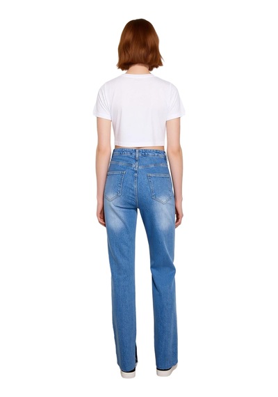 Ersefa Kadın Denim Flare Jean Yüksek Bel 5 Cep Esnek Günlük Ve Şık Kombi Lacivert