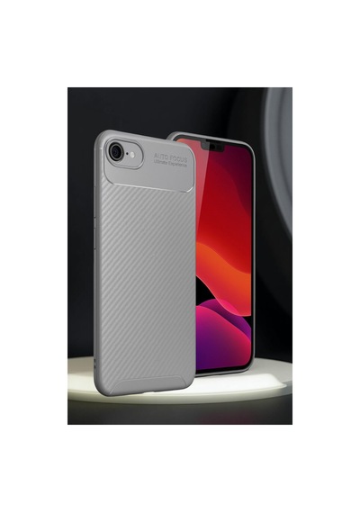 Apple Uyumlu   iPhone 16e Kılıf Auto Focus Karbon Kapak - Gri
