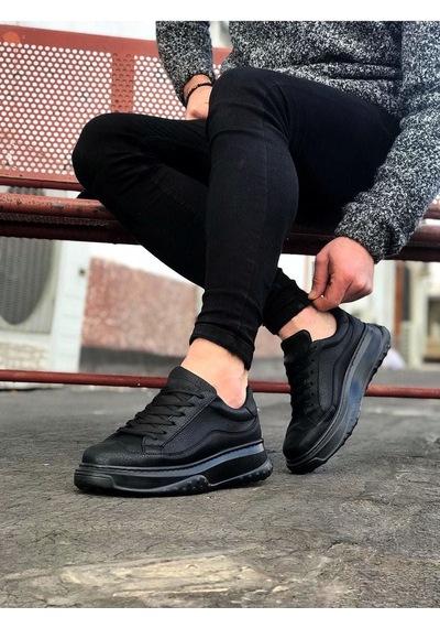 Aymood Jy507 Alone Bağcıklı Cilt Erkek Günlük Sneaker Ayakkabı Cst Siyah
