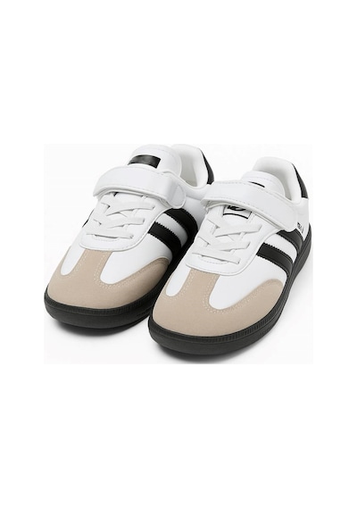 Günlük Unisex Çocuk Sneaker Bağcıklı Hafif Esnek Kaymaz Taban Ayakkabı 105 Beyaz Siyah
