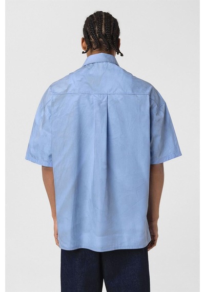 Vamos Oversize Yıkamalı Poplin Gömlek Mavi