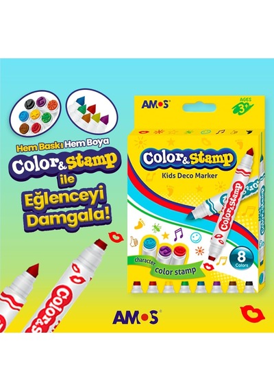 Amos Baskı Kalemı Color&Stamp 8Lı