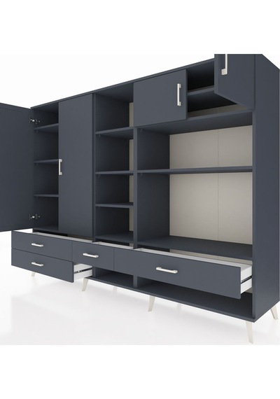 Hyperion Dolap 12 Raflı 4 Çekmeceli 4 Kapaklı 220x44x163 Antrasit Antrasit-antrasit Hyperion Dolap 12 Raflı 4 Çekmeceli 4 Kapaklı 220x44x163 Antrasit Antrasit-antrasit