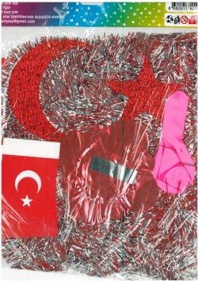 Paket Süs Takım Okul  1 çıtalı bayrak 1 balon 1 akordiyon,1 ayyıl