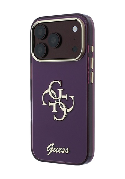 Apple iPhone 18 Pro Max Uyumlu Kılıf Guess Lisanslı Yazı Ve 4g Büyük Metal Logolu Silikon Kapak Mor