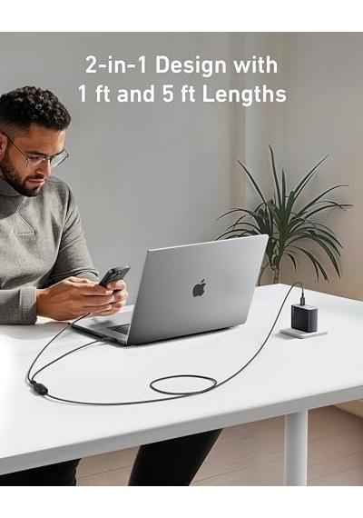 2-in-1 Usb-c To Usb-c 140 W Kablo A8895, Siyah