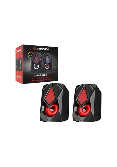Siyah - Rgb Işıklı 1+1 Hoparlör Speakaer Set Usb Kablo 2.0 Multimedya - 5w 5468