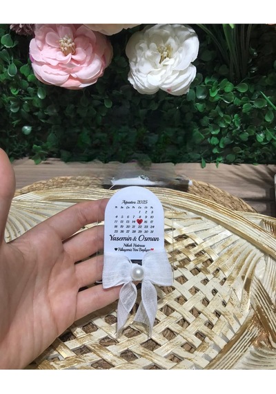Uv Baskı Pleksi Magnet Söz, Nişan, Nikah, Düğün, Kına 10 Adet Fuşya