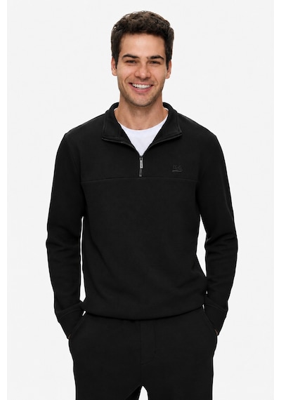 UCLA Zeon Siyah Yarım Fermuarlı Nakışlı Standard Fit Erkek Pike Sweatshirt