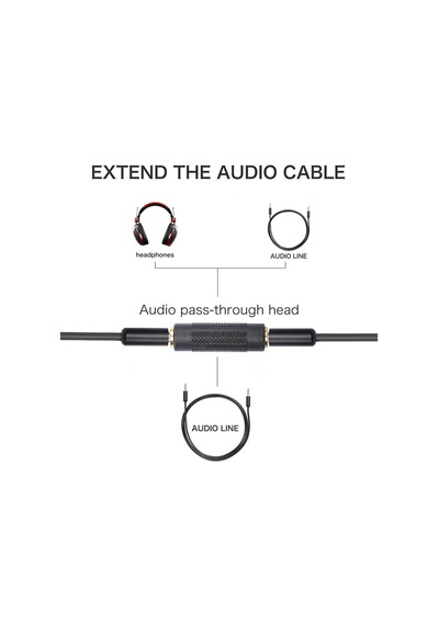 2 Adet - 3.5mm Stereo Dişi / Dişi Aux Kulaklık Mikrofon Ses Uzatma Adaptörü - Altın Uçlu