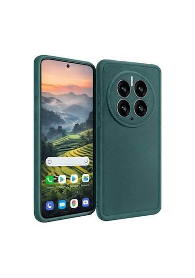 Huawei Mate 50 Pro Uyumlu Kamera Çıkıntılı Mat Silikon Telefon Kılıfı Yeşil