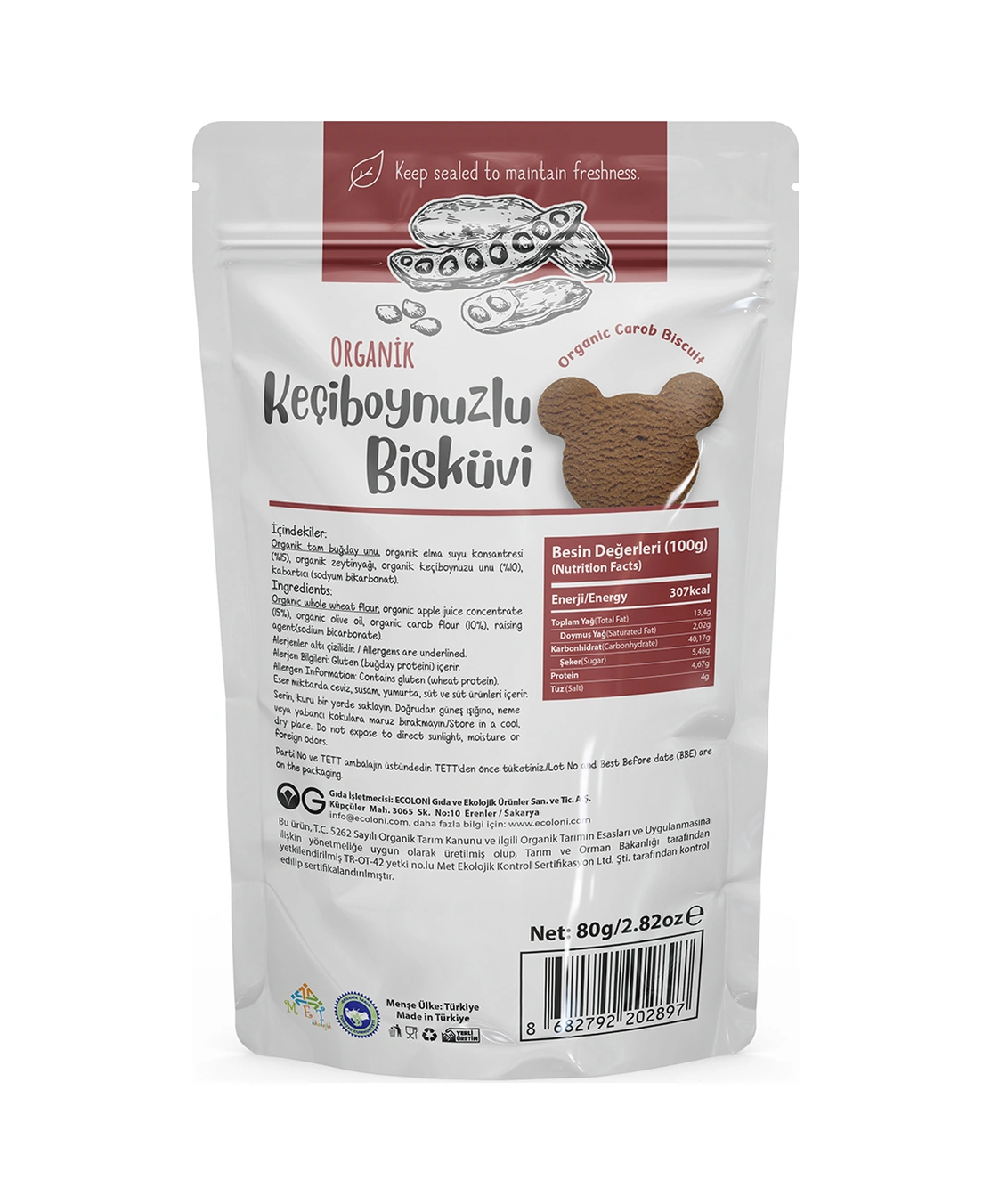 Organik Keçiboynuzlu Bisküvi 80gr