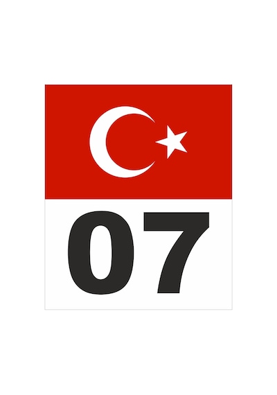 Türk Bayrağı Ve Numara Sticker 01921